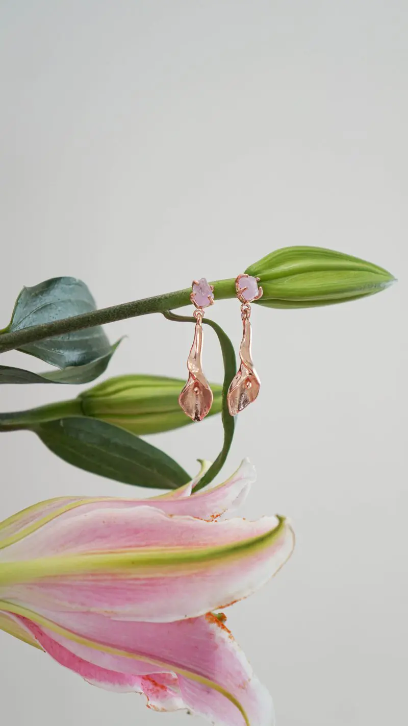 Calla Lily Earrings With Stone - Image 5
