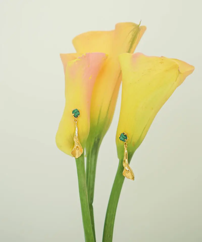 Calla Lily Earrings With Stone - Image 3