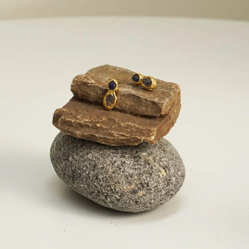 Double Stone Cliff Earrings