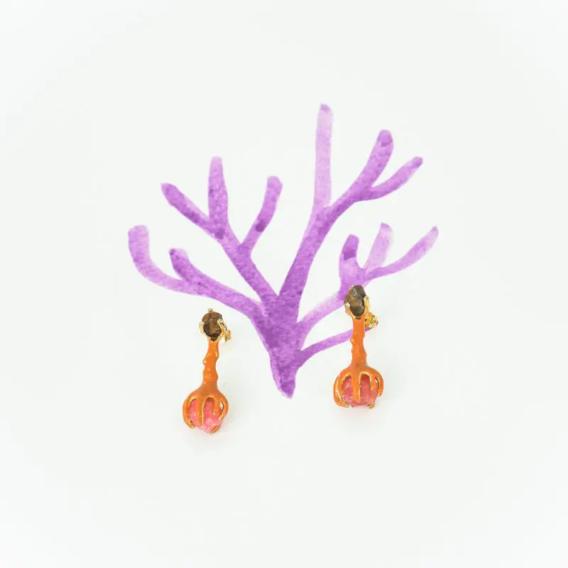 Coral Color Earrings