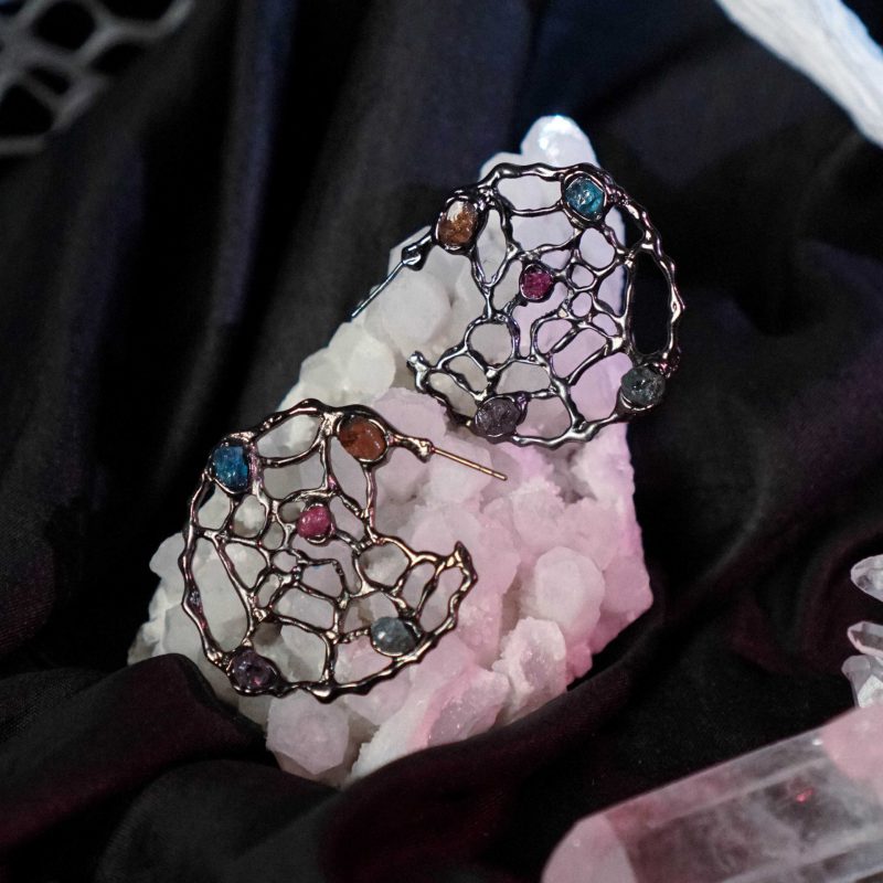 Spider Web Hoop Earrings