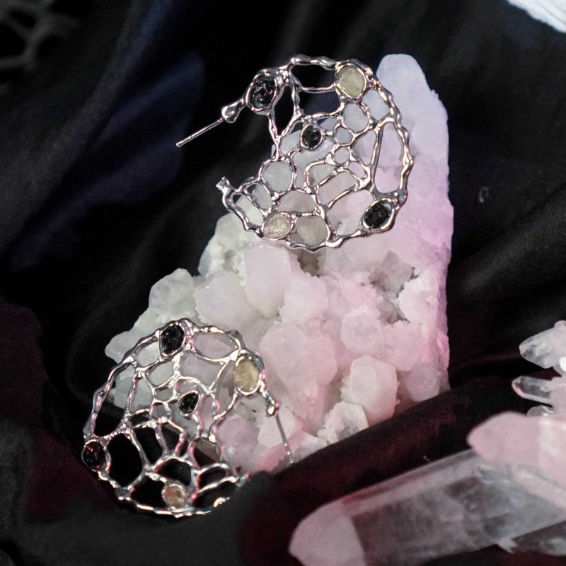 Spider Web Hoop Earrings - Image 4