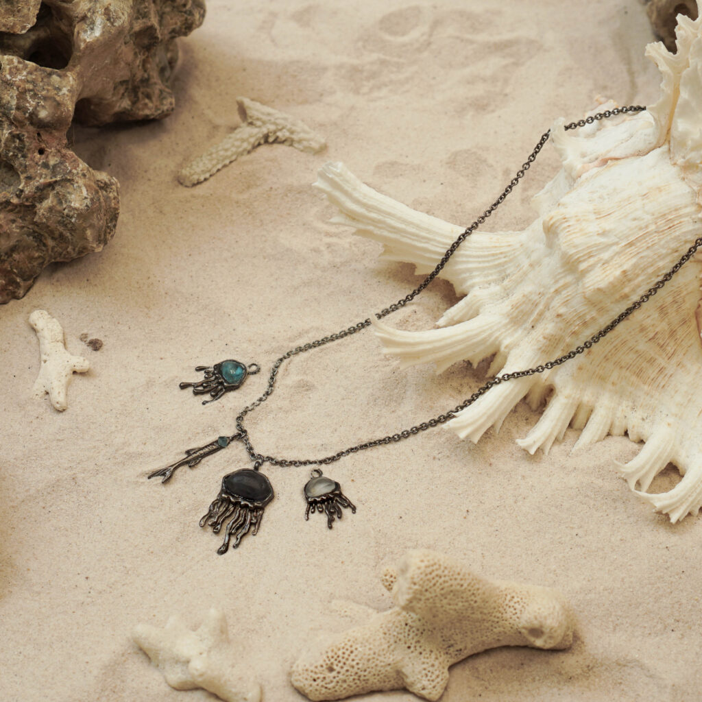 Mini Fire Jelly Fish Pendant - Image 4