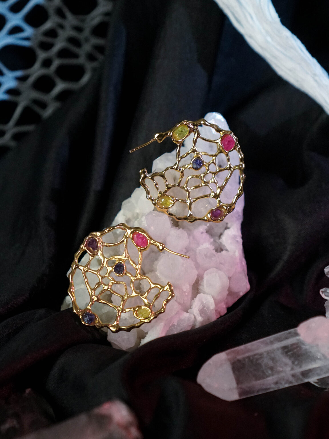 Spider Web Hoop Earrings - Image 2