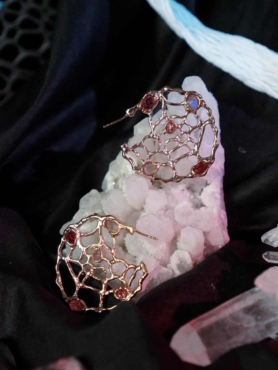 Spider Web Hoop Earrings - Image 4