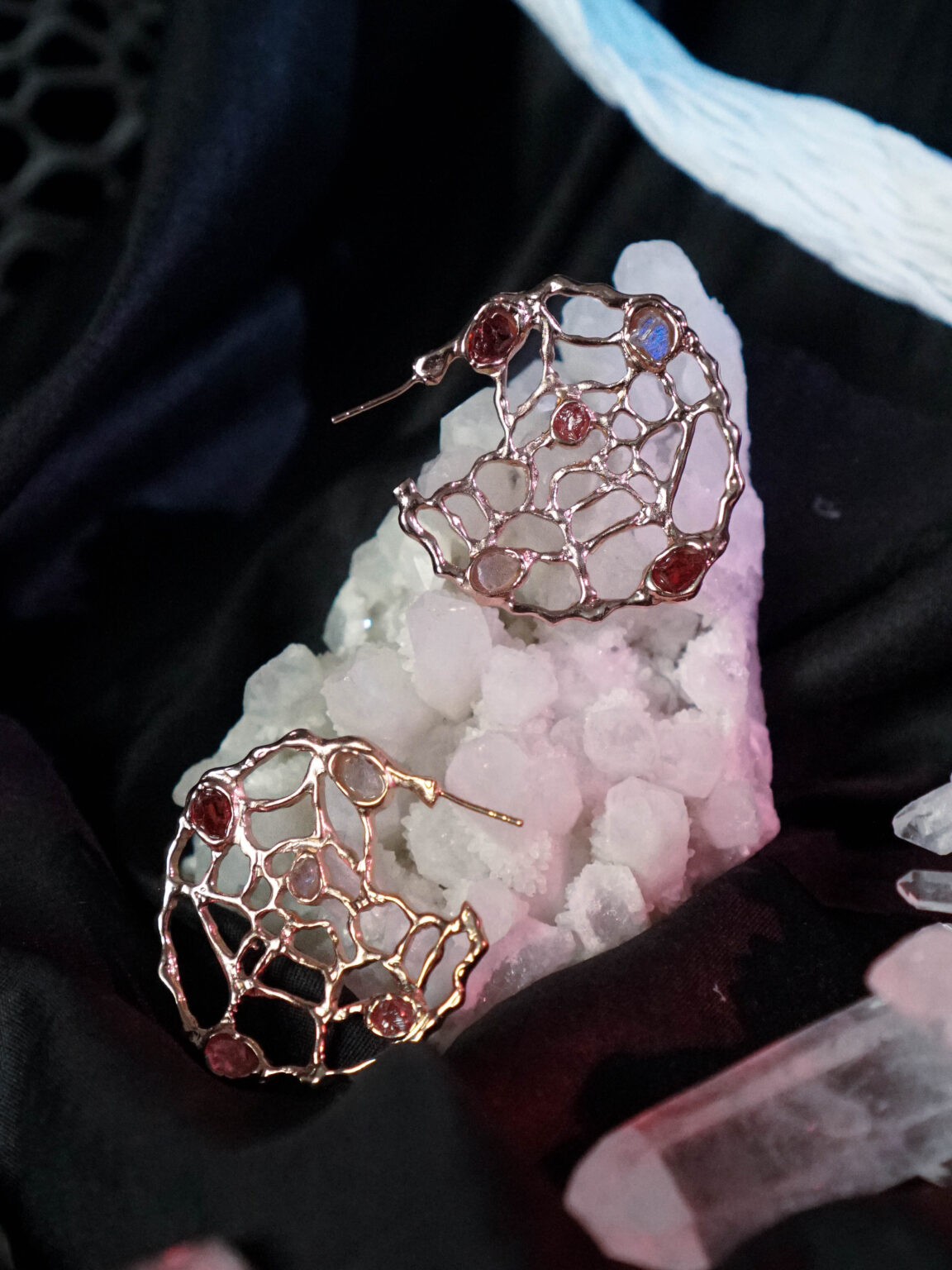Spider Web Hoop Earrings - Image 3
