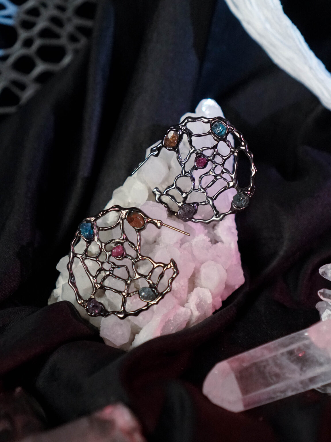 Spider Web Hoop Earrings - Image 5