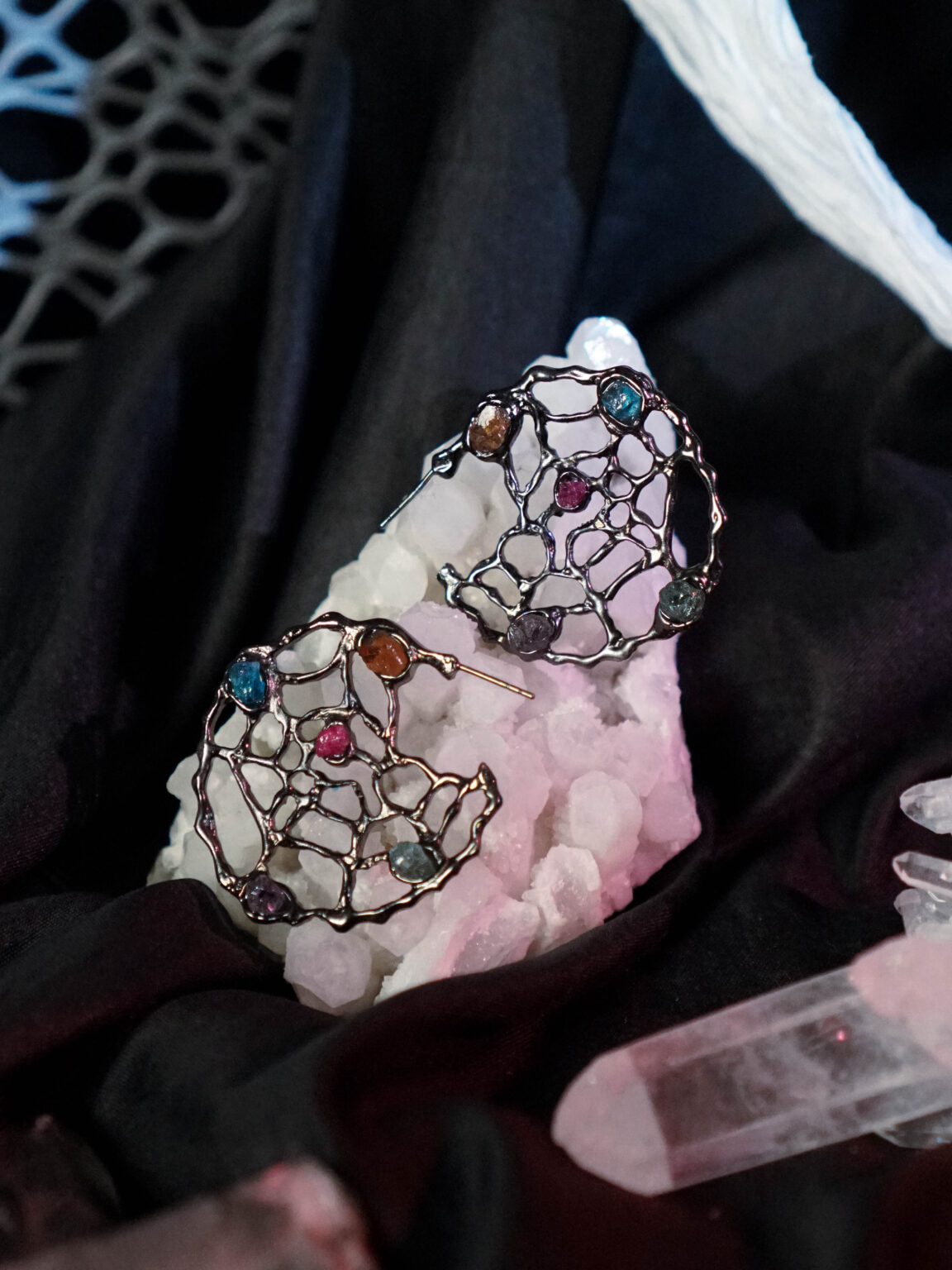 Spider Web Hoop Earrings - Image 6