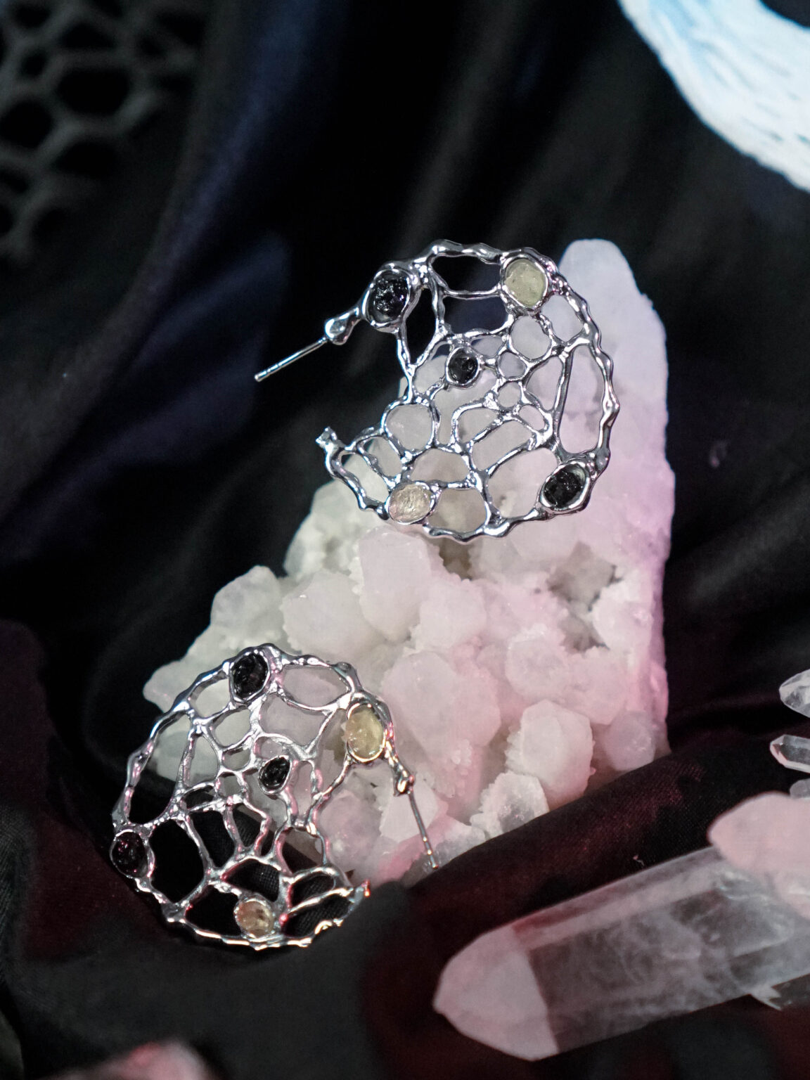 Spider Web Hoop Earrings - Image 8