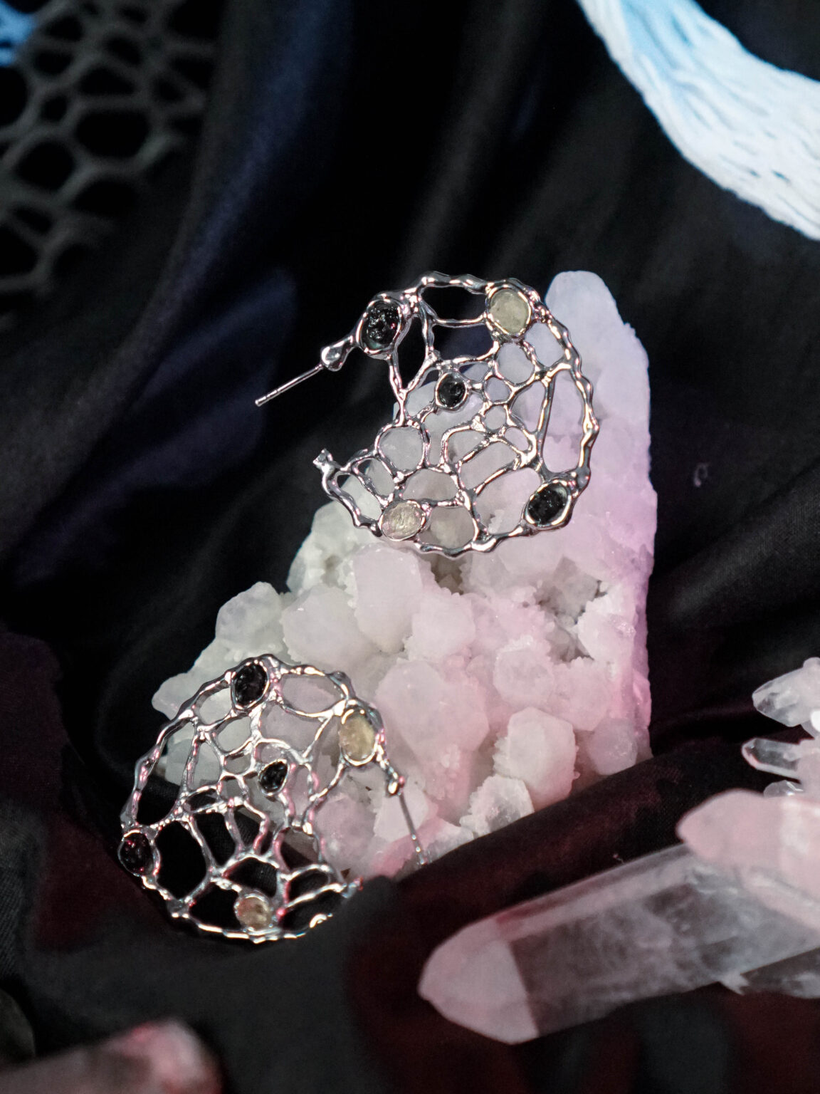 Spider Web Hoop Earrings - Image 7