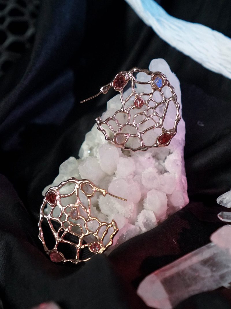 Spider Web Hoop Earrings - Image 3
