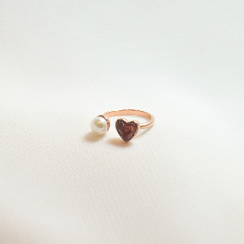 Double Mini Heart & Pearl Ring